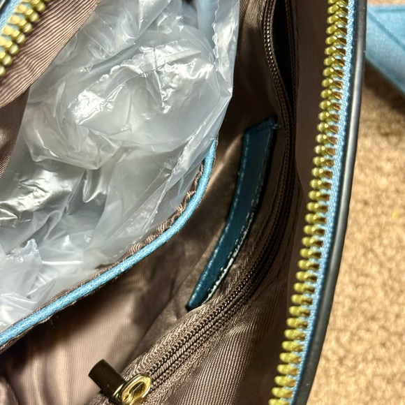 Blue and Gold Women's Bag with Bear Design - Picture 3 of 6